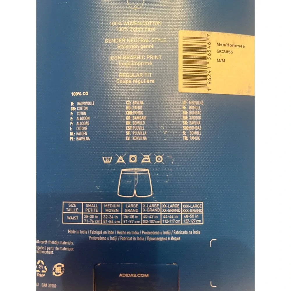 Adidas‎ 2-Pack Comfort Core Cotton Icon Boxers Size Medium 32-34